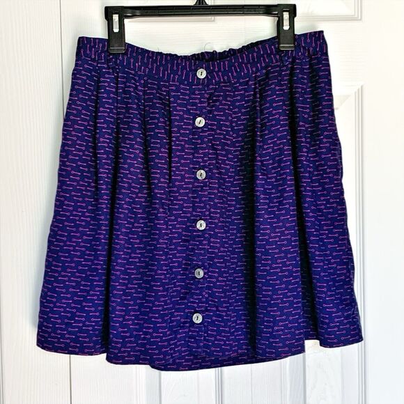 Xhilaration Dresses & Skirts - Xhilaration Skirt Large Blue With Purple Skeleton Keys button front belt loops